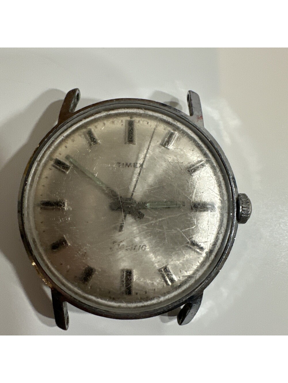 Timex Electric 1969 Silver Tone Vtg 1960 Retro Watch Face